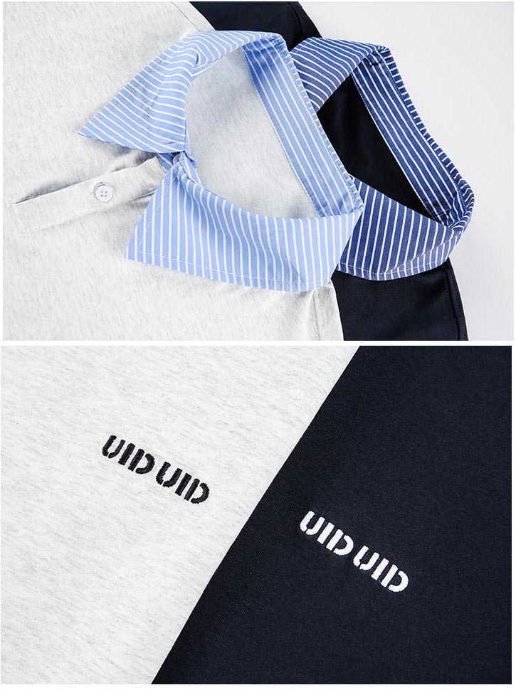 男女兼用 ストライプ襟切替半袖ポロシャツ 全2色