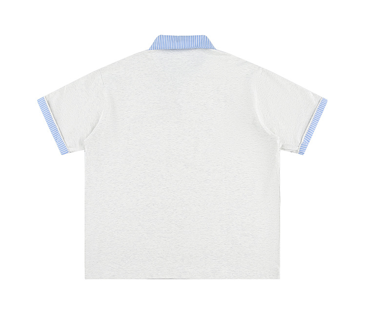 男女兼用 ストライプ襟切替半袖ポロシャツ 全2色