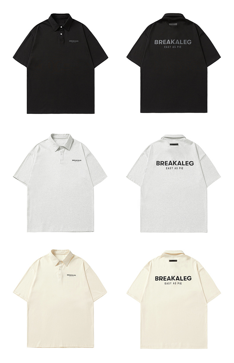 男女兼用半袖ポロシャツ黒無地カジュアル春夏