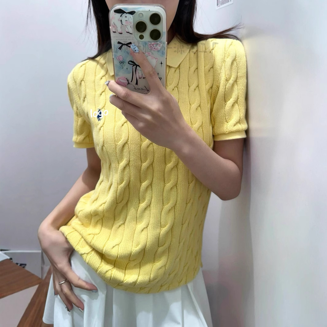 ポロシャツ なめらか編み目のポロニット