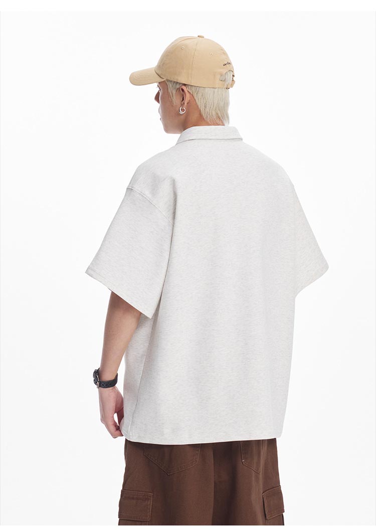 男女兼用 半袖ポロシャツ ワッペン付き オーバーサイズ 全4色
