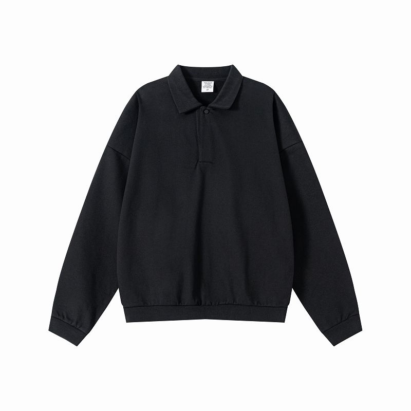 無地長袖ポロシャツ男女兼用ストリート系春秋新作全色展開