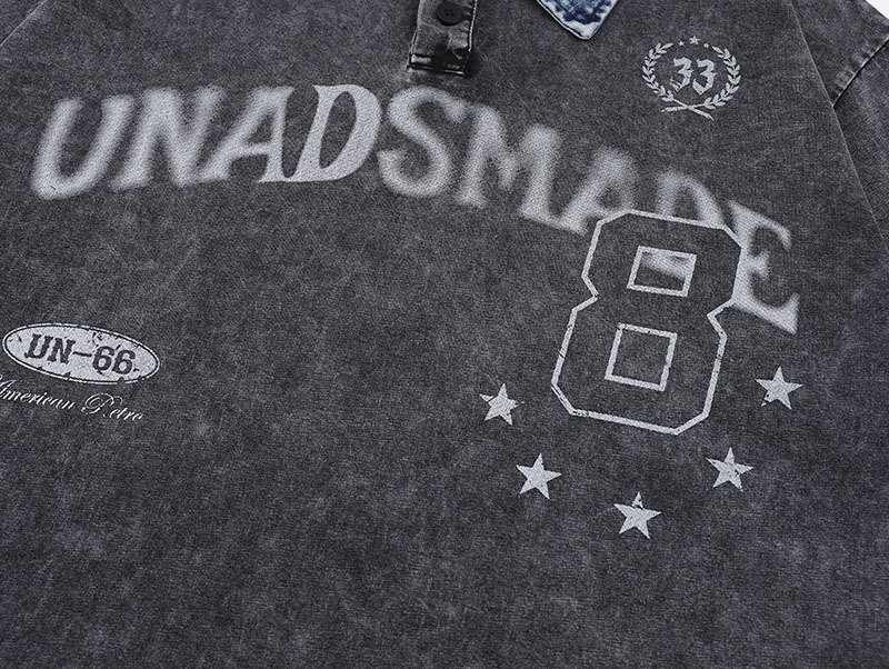 男女兼用 ビンテージ風半袖ポロシャツ ストリート系春夏新作