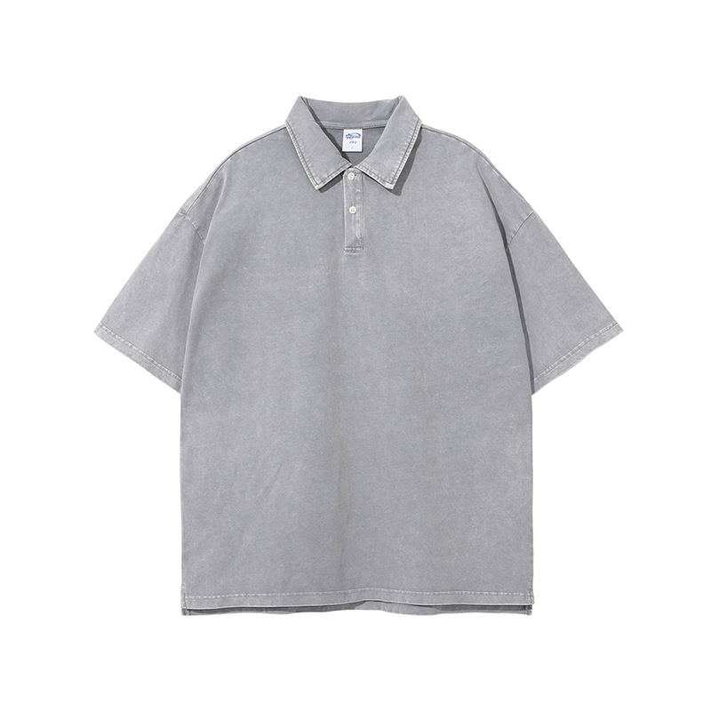 ビンテージ風ポロシャツ男女兼用無地全5色