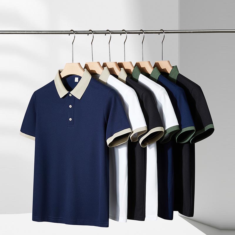 男女兼用配色ポロシャツ半袖通気性抜群カジュアル
