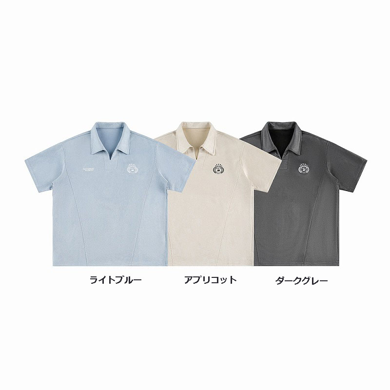 男女兼用 復古風学院スタイル半袖ポロシャツ 全3色