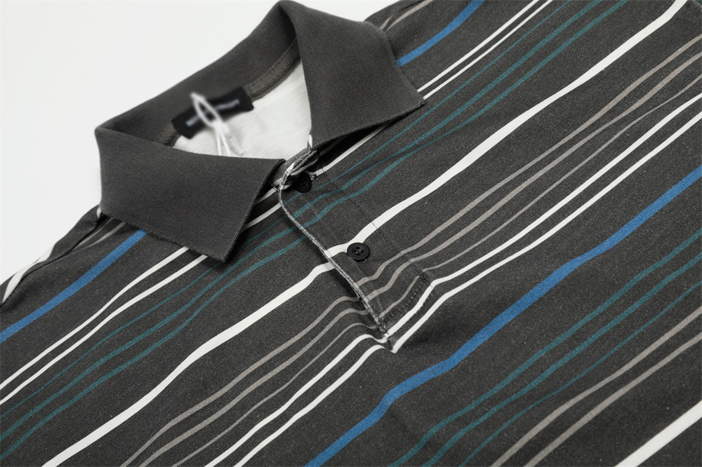 男女兼用レトロボーダー半袖ポロシャツ