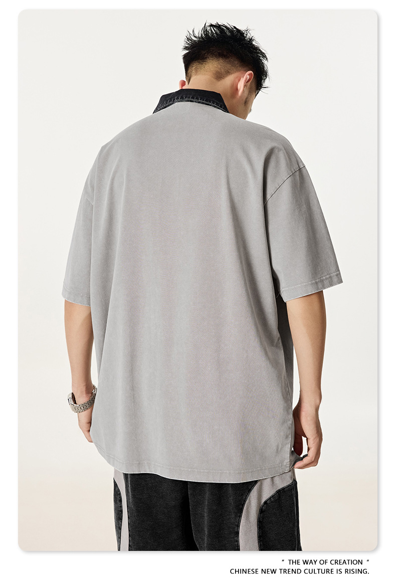 メンズ ヴィンテージ風半袖ポロシャツ男女兼用