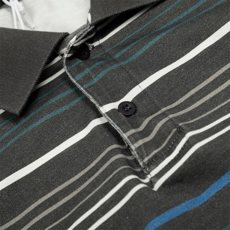 男女兼用レトロボーダー半袖ポロシャツ
