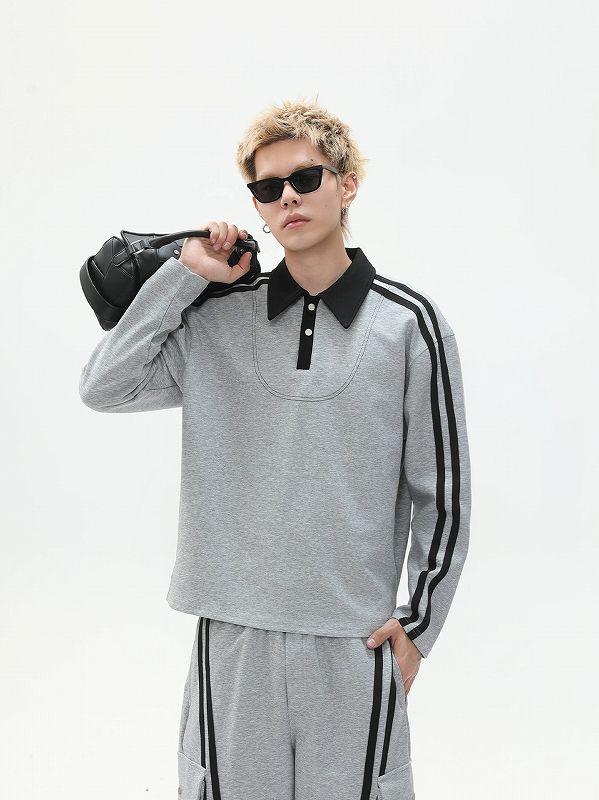 男女兼用長袖ポロシャツ上下組み合わせ春夏新作全二色