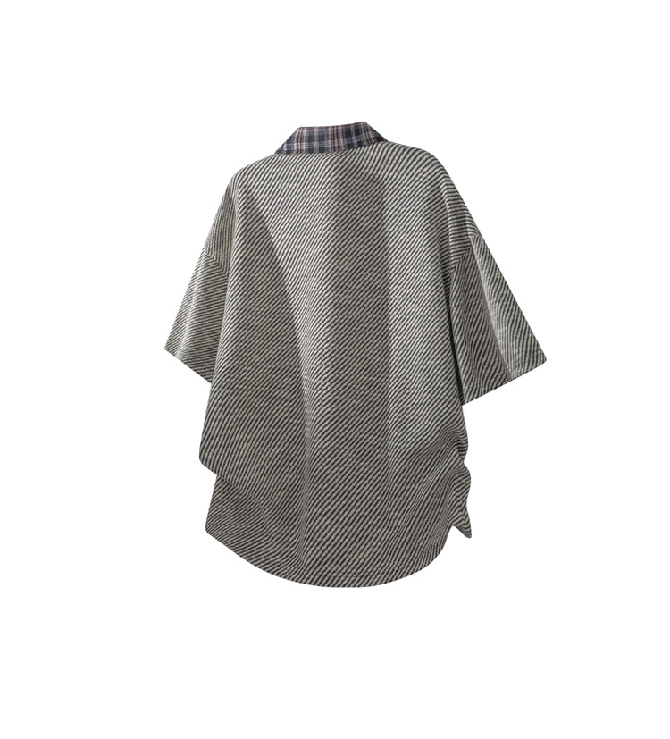 メンズ ニット ポロシャツ 半袖 チェック襟 ストライプ 男女兼用