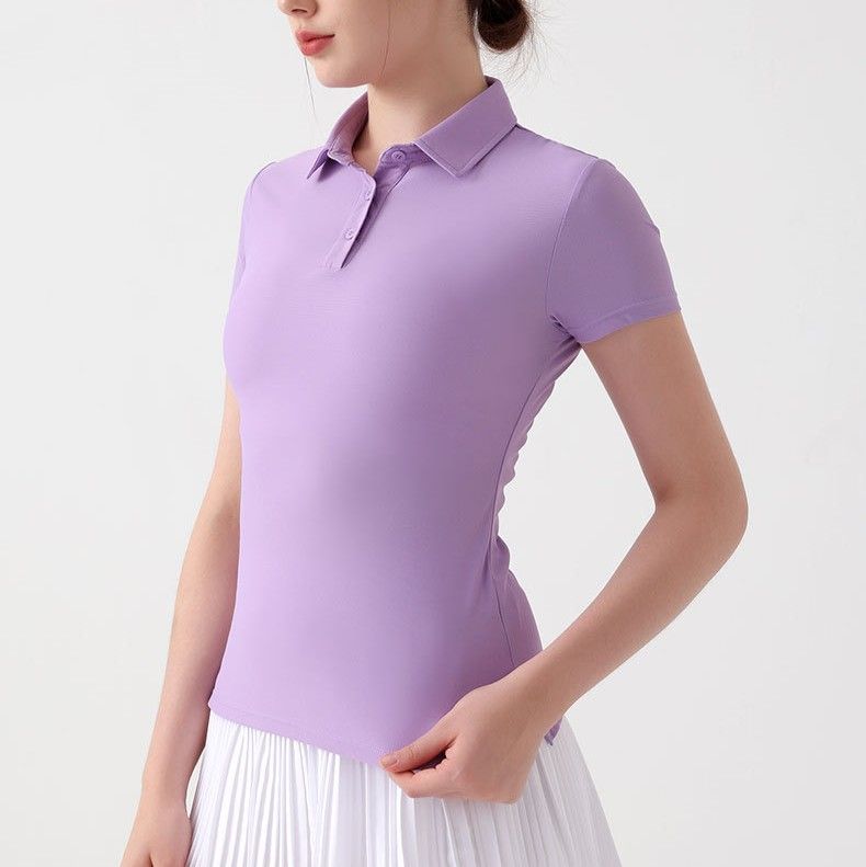 レディース ポロシャツ ベーシックスリムフィット襟付き半袖シャツ