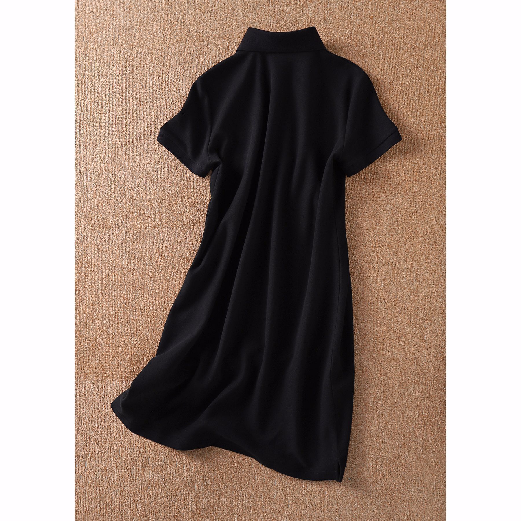 レディース ポロシャツ 金属ボタン付き襟付きワンピース風ポロシャツ