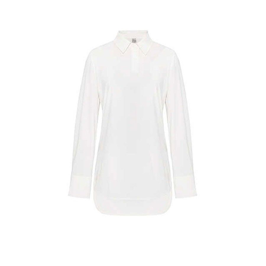 レディース ポロシャツ 襟付きゆったりシルエット長袖ポロシャツ