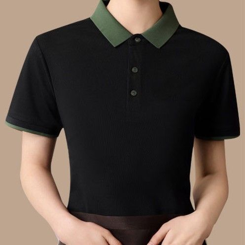 レディース ポロシャツ 配色襟デザインレディースポロシャツ半袖