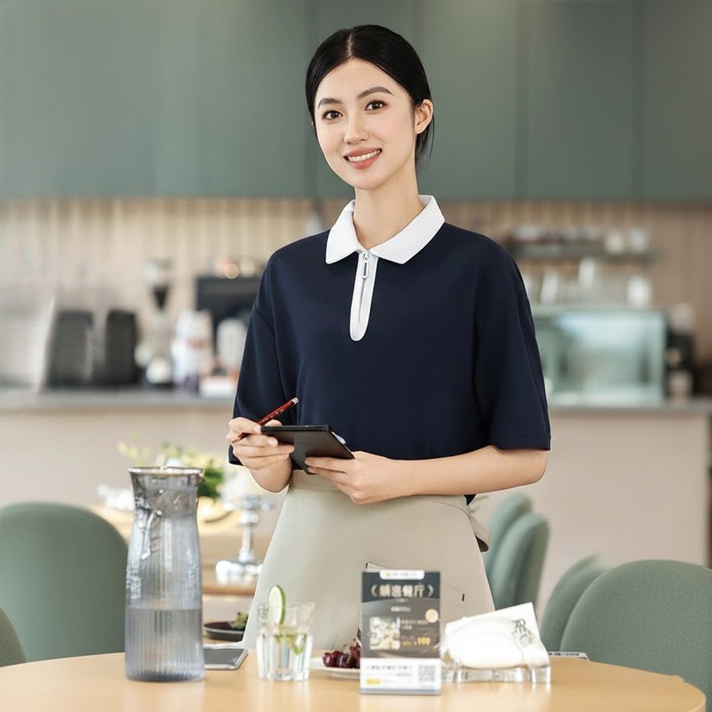 レディース ポロシャツ 配色襟ジップアップ半袖ポロシャツ