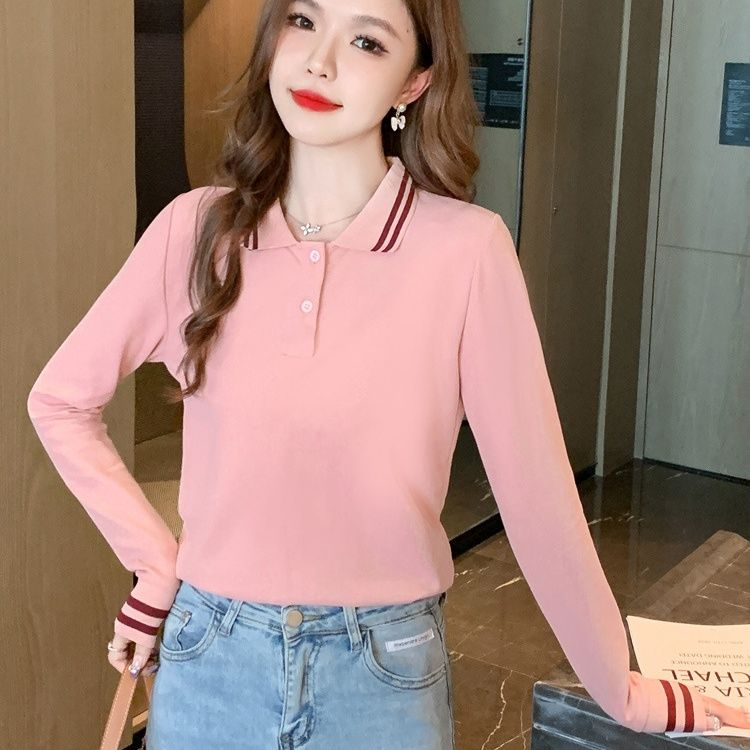 レディース ポロシャツ 襟ライン入り上品レディースポロシャツ長袖