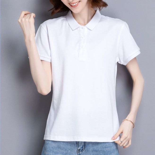レディース ポロシャツ ベーシック襟付き半袖ポロシャツ