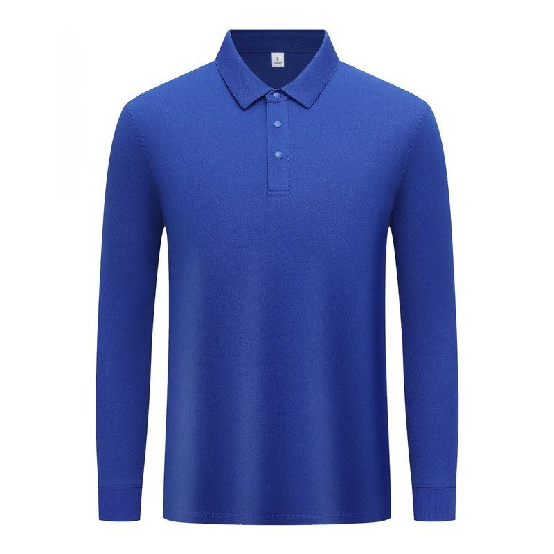 レディース ポロシャツ 綿混紡素材のきちんと見え襟付き長袖シャツ