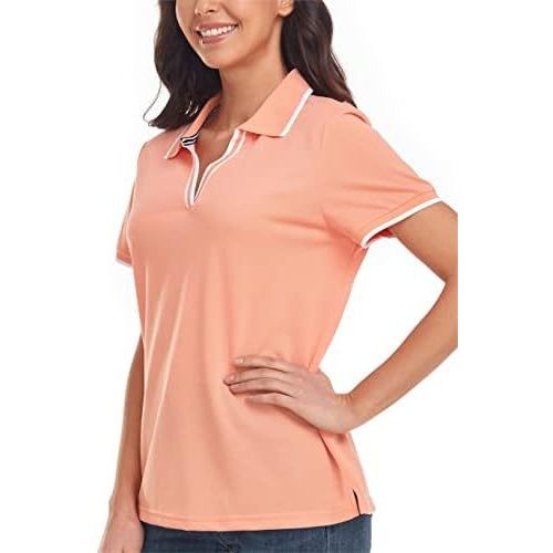 レディース ポロシャツ 配色ラインが映えるスポーティ鹿の子半袖ポロシャツ