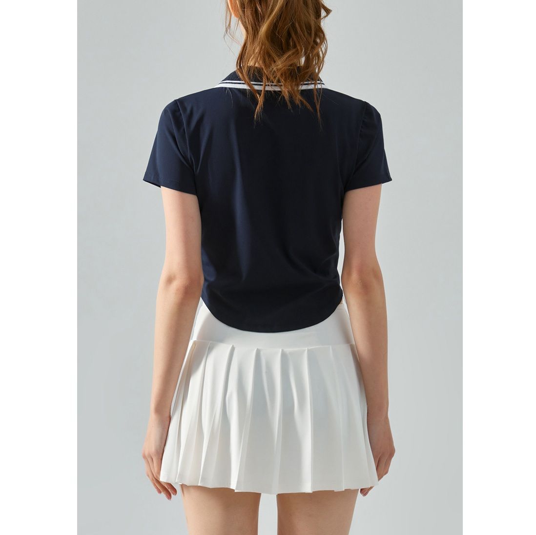 レディース ポロシャツ 配色ライン入りスポーティ半袖ポロシャツ