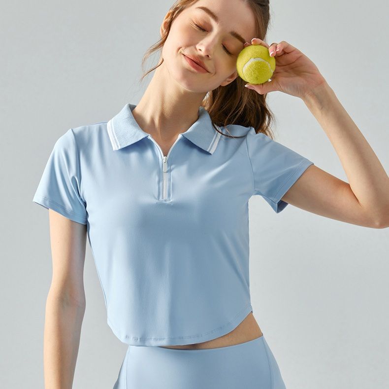 レディース ポロシャツ 配色ライン入りスポーティ半袖ポロシャツ