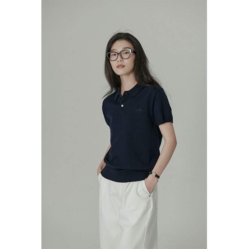 レディース ポロシャツ シンプルベーシック襟付き半袖ポロシャツ