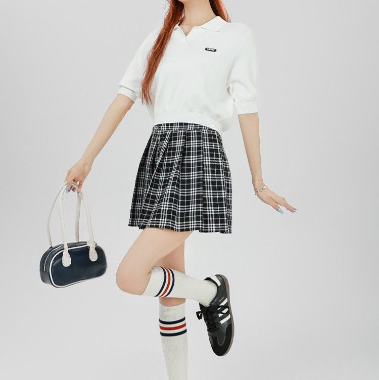 ポロシャツ レディース クロップド丈ニット素材ポロシャツ