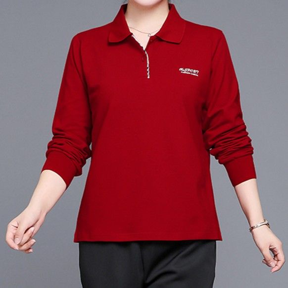 ポロシャツ レディース 上品シルエット 純綿ポロシャツ