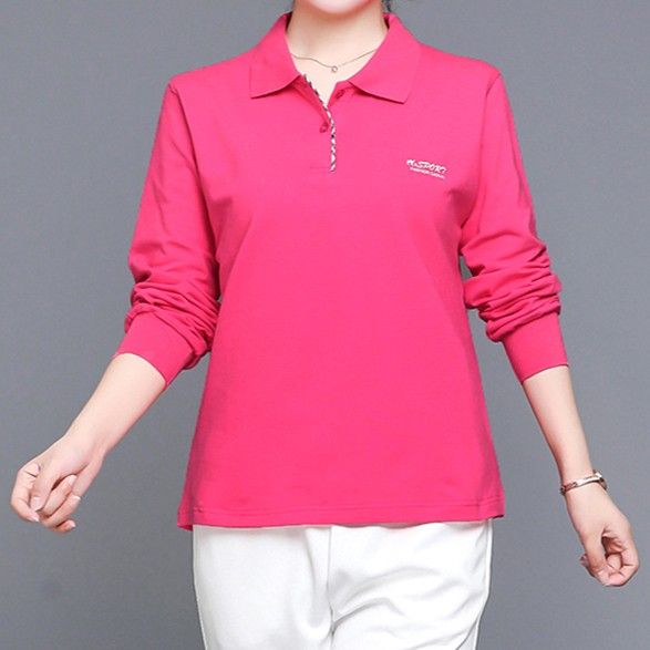 ポロシャツ レディース 上品シルエット 純綿ポロシャツ