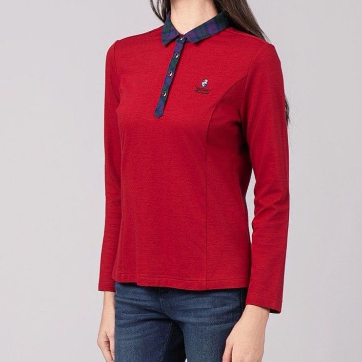 ポロシャツ レディース チェック襟 レディース ポロシャツ