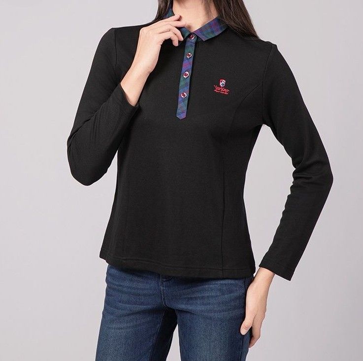 ポロシャツ レディース チェック襟 レディース ポロシャツ