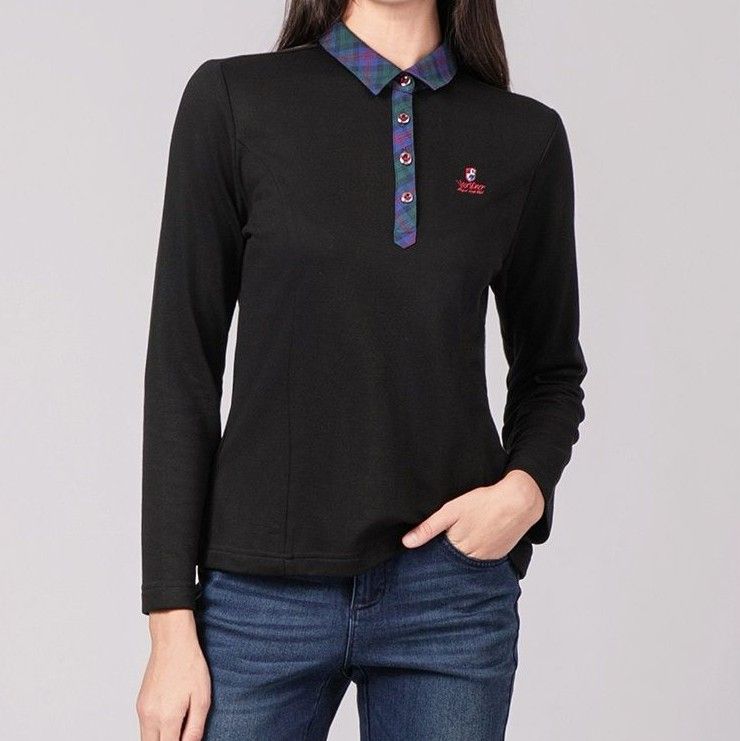 ポロシャツ レディース チェック襟 レディース ポロシャツ