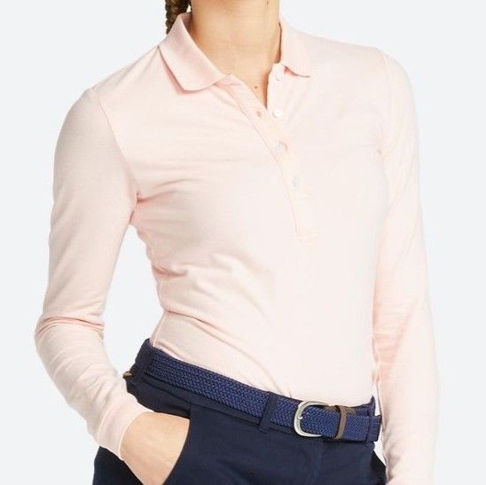 ポロシャツ レディース 柔らかコットン素材の長袖ポロシャツ