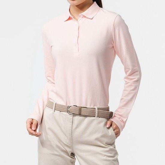 ポロシャツ レディース 柔らかコットン素材の長袖ポロシャツ