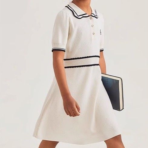 ポロシャツ レディース ガーリーライン襟リボン風ワンピース