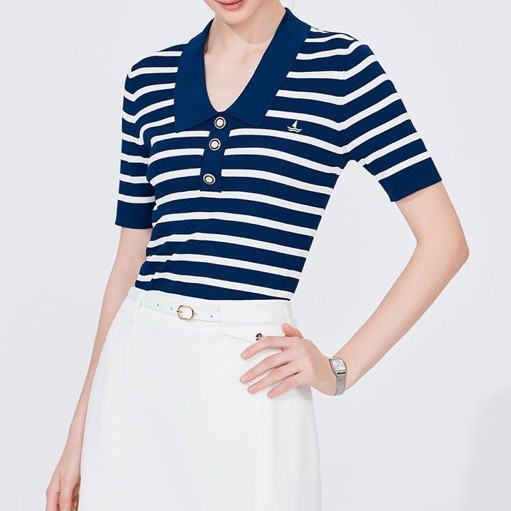 ポロシャツ レディース マリンスタイル 細ボーダー ポロ