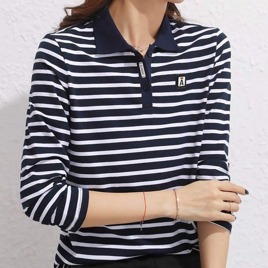 ポロシャツ レディース クラシック ボーダー 長袖ポロシャツ