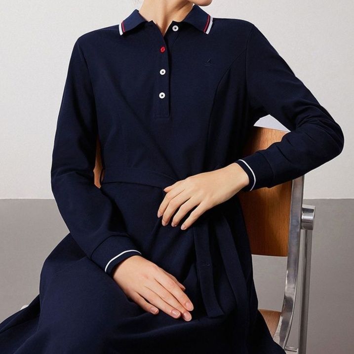 ポロシャツ レディース マリンスタイル ロング丈ポロワンピース