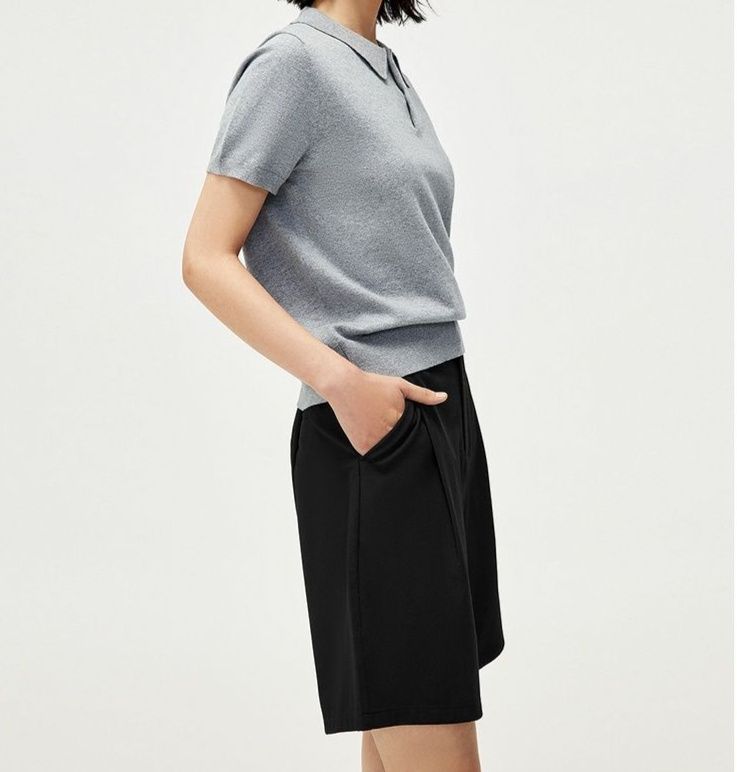 ポロシャツ レディース シンプル上質ニットポロシャツ