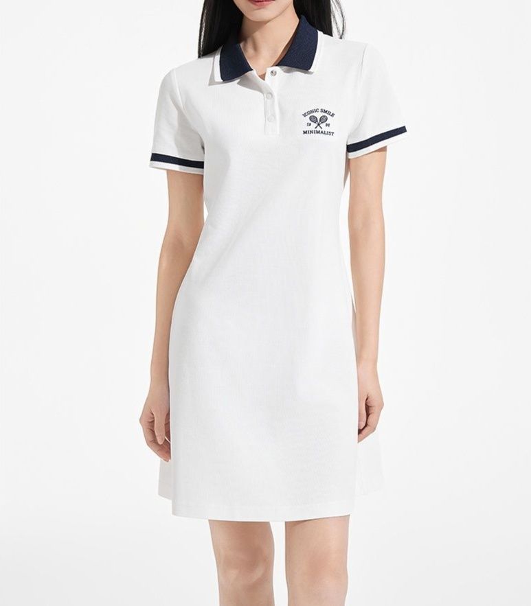 ポロシャツ レディース クラシック襟付きストレートワンピース