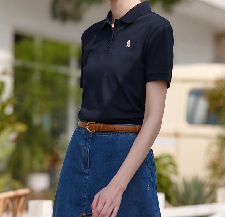 ポロシャツ レディース シンプル刺繍入り上質ポロシャツ