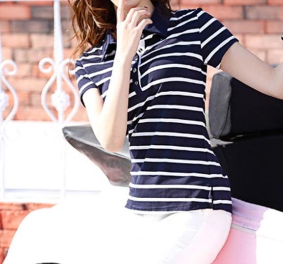 ポロシャツ レディース レディース半袖ボーダーポロシャツ春夏用