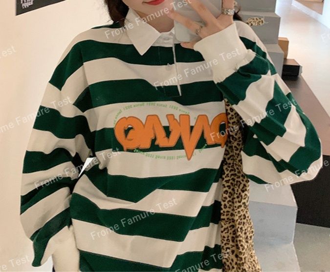 ポロシャツ レディース 春の長袖ポロシャツ レディース ボーダー柄トップス