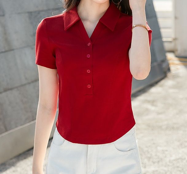 レディース ポロシャツ 大人女性のためのエレガント襟付き半袖トップス
