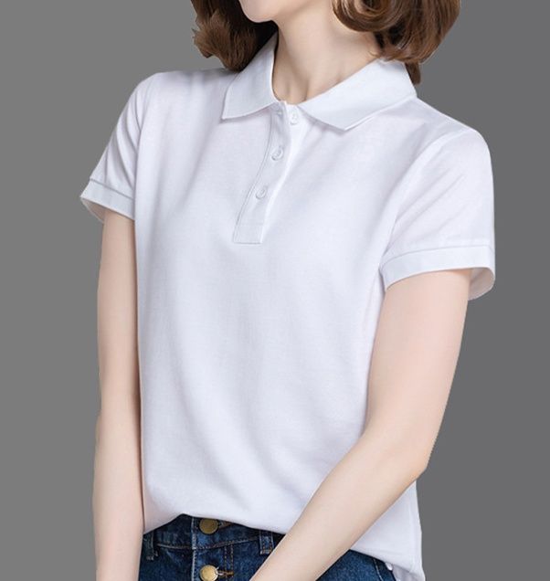 レディース ポロシャツ シンプル襟付き半袖ポロシャツレディーストップス
