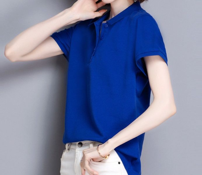レディース ポロシャツ ベーシック襟付き半袖ポロシャツ