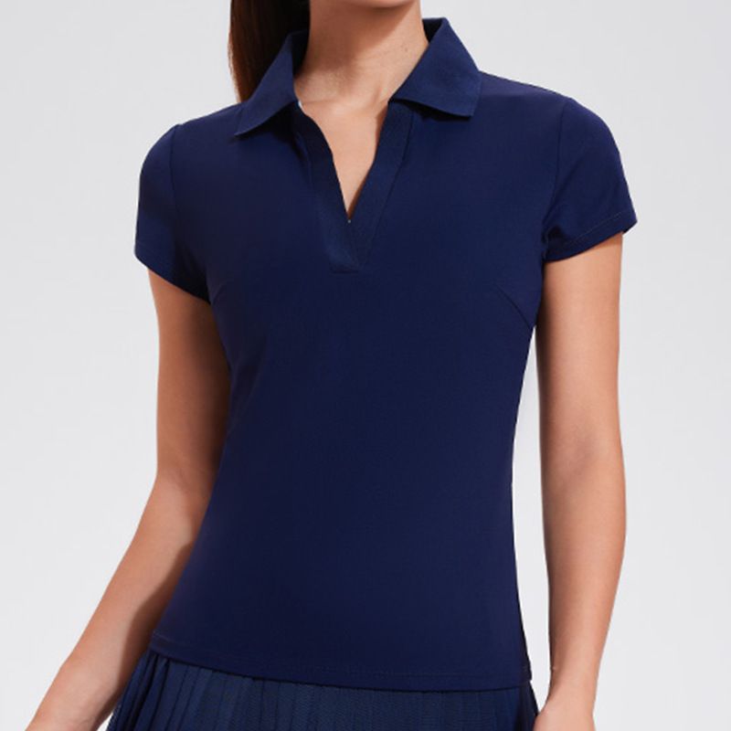 レディース ポロシャツ 襟付き半袖スリムフィットポロシャツ