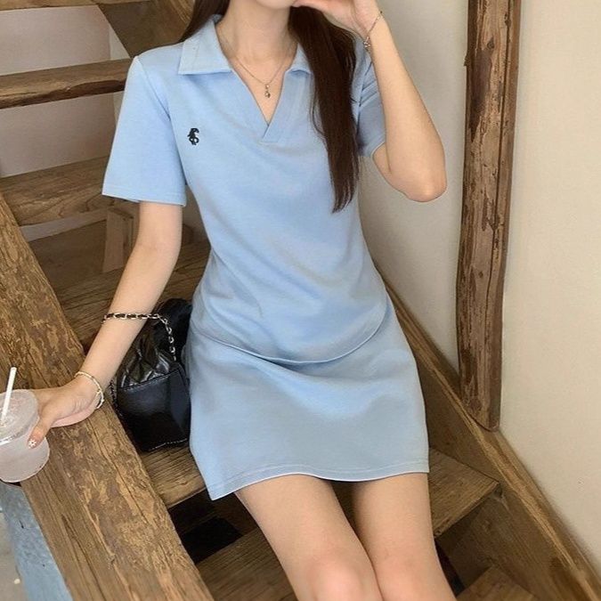 レディース ポロシャツ 開襟ポロシャツとスカートのセットアップ