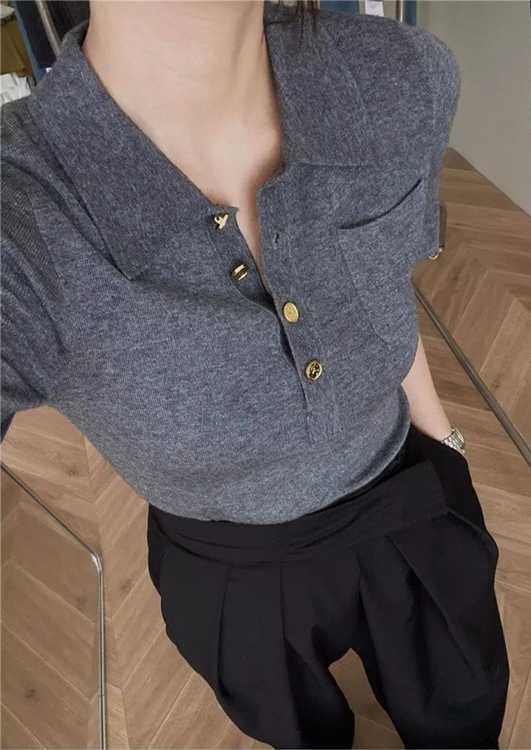 レディース ポロシャツ 胸ポケット付き半袖ニットポロシャツ